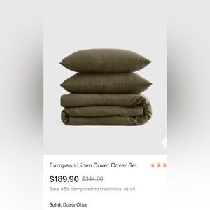 Quince Linen Duvet Cover Set - Olive Green